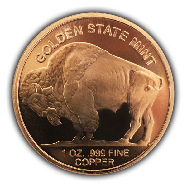 1 oz Uncirculated .999 Fine Copper Buffalo Bullion Coin Rounds