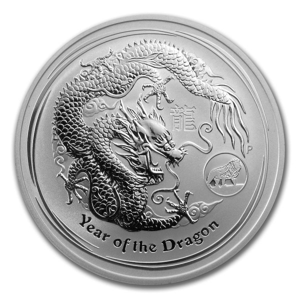 2012 1 oz $1 AUD Australian Silver Lunar Year of the Dragon Privy Lion ...