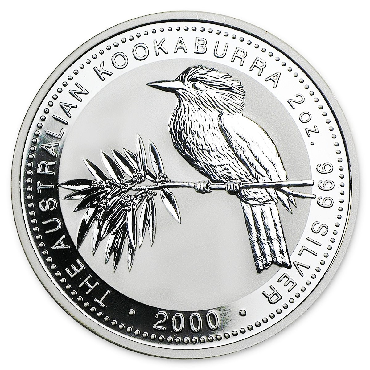 2000 2 oz $2 AUD Australian Silver Kookaburra Coin BU (In Capsule