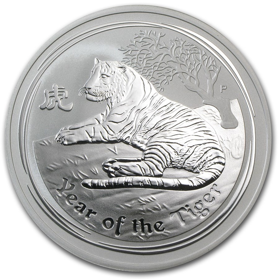 2010 2 oz $2 AUD Australian Silver Lunar Year of the Tiger Coin 