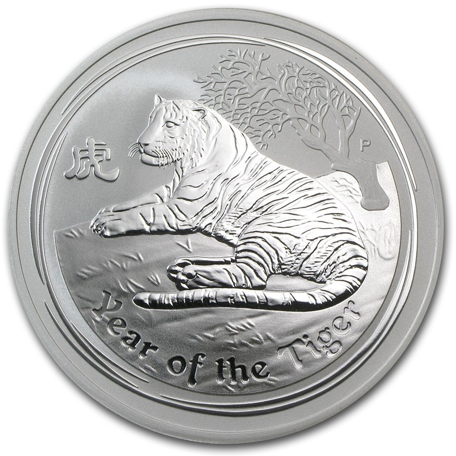 2010 2 oz $2 AUD Australian Silver Lunar Year of the Tiger Coin