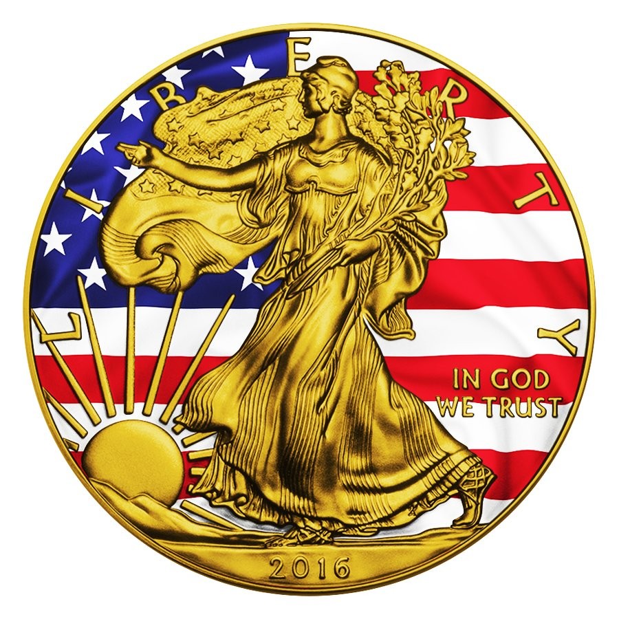 2016 1oz American Patriotic Liberty Flag Silver Eagle ...