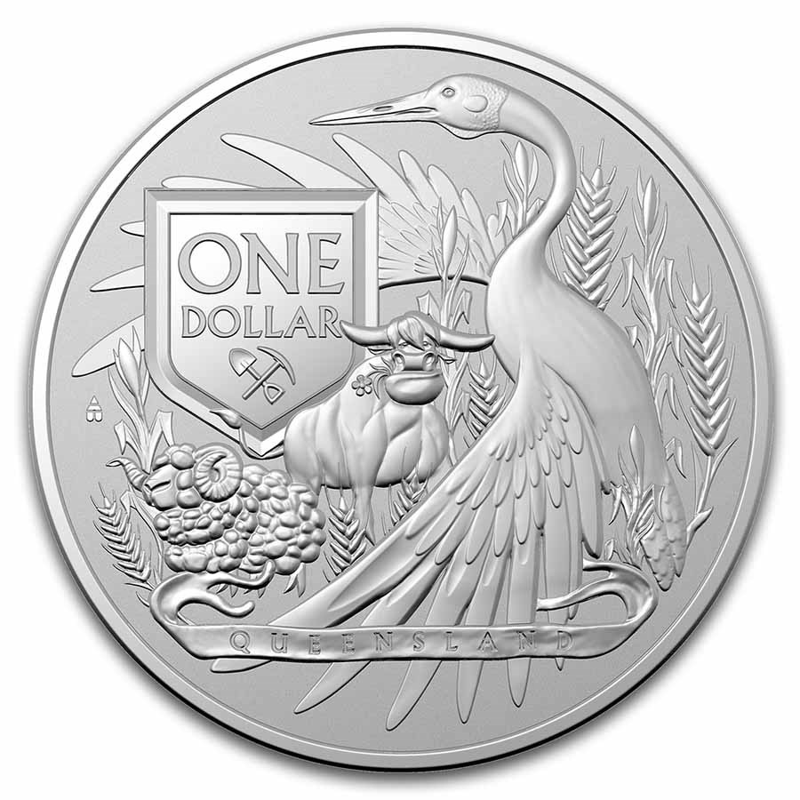 2023 1 oz Australia Coat of Arms Queensland Silver Coin BU