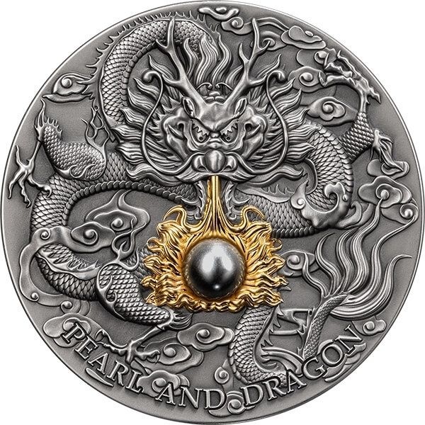 2023 2 oz $5 NZD Niue Silver Black Pearl and Dragon Divine Pearls ...